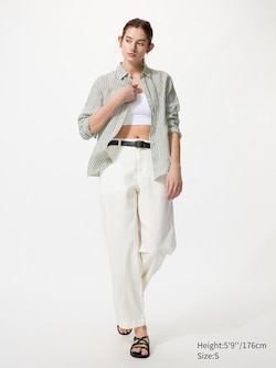 Linen Cotton Tapered Pants | Tall