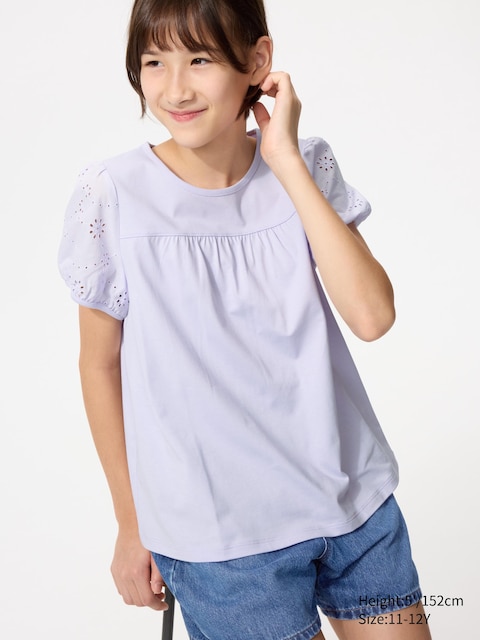 Uniqlo Puff Sleeve T-Shirt | Embroidery