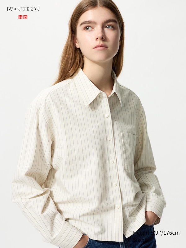 Oxford Boxy Cropped Shirt | Striped