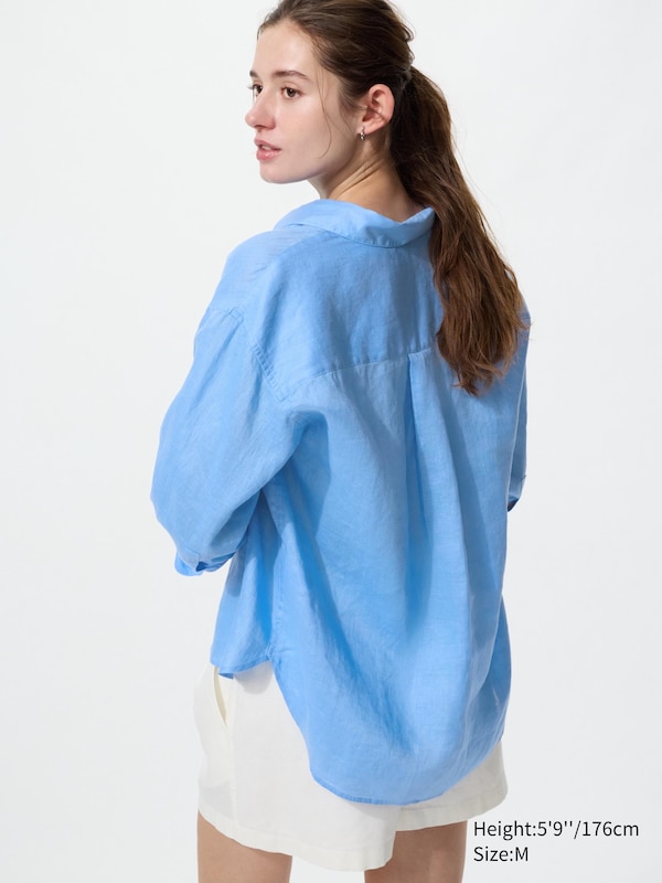 Premium Linen Skipper Collar 3/4 Sleeve Shirt