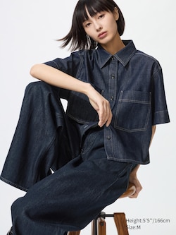 Denim Boxy Shirt | Half Sleeve