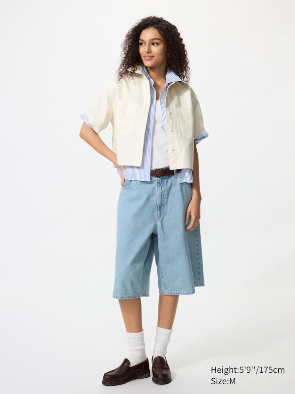 Denim Boxy Shirt | Half Sleeve