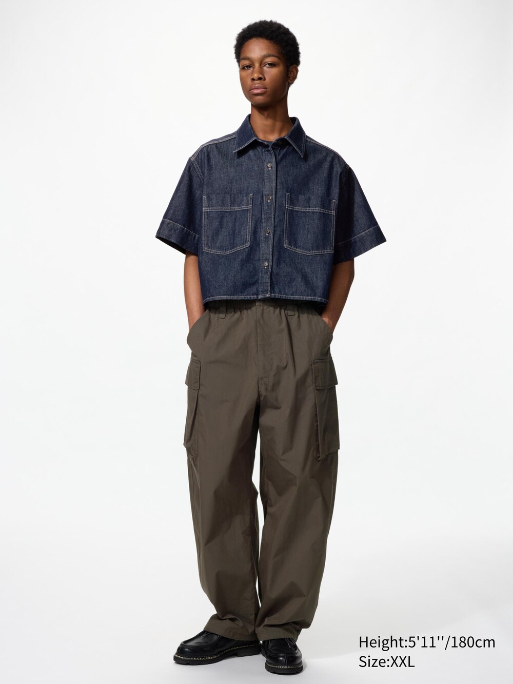 Uniqlo Denim Boxy Shirt | Half Sleeve — фото 4