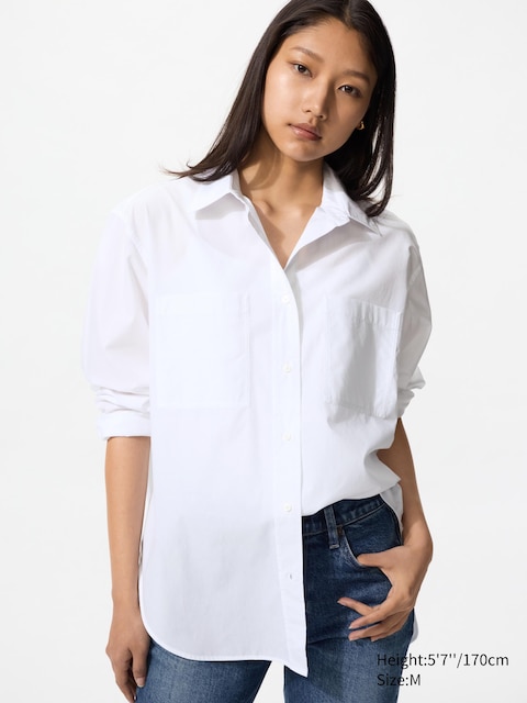 Женские рубашки Uniqlo Cotton Oversized Shirt
