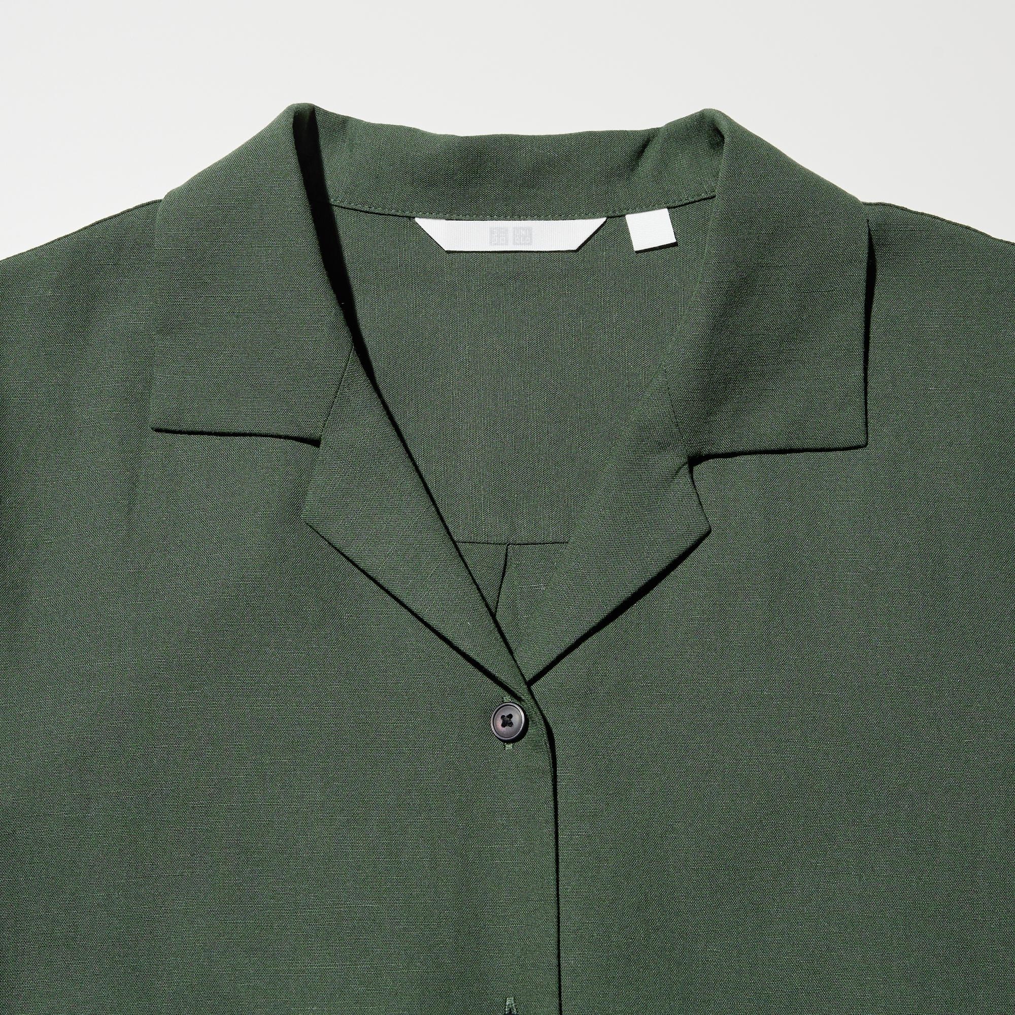 Women's Linen Blend Open Collar Shirt | Short Sleeve | UNIQLO US
