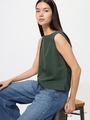 Linen Blend Blouse | Sleeveless