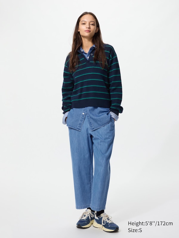 Cotton Relaxed Ankle Pants | Denim