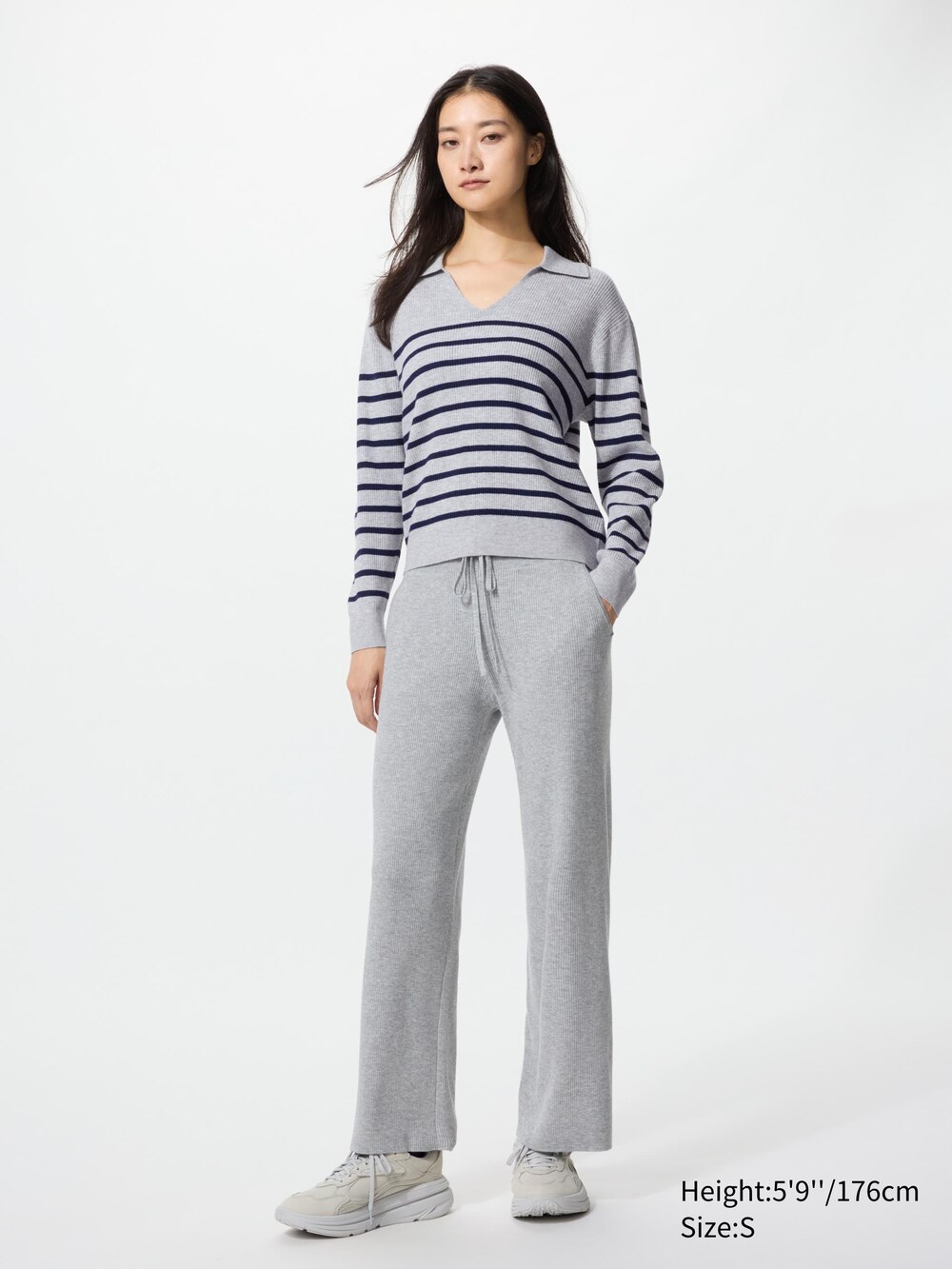 Uniqlo Washable Knit Ribbed Polo Sweater | Striped — фото 2