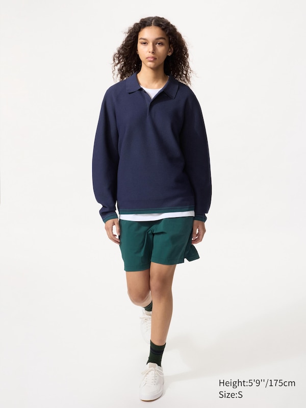 Washable 3D Knit Polo | Long Sleeve