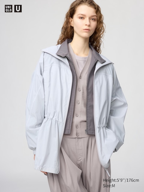 Прозрачная парка большого размера Uniqlo с защитой от ультрафиолета светло-фиолетового цвета