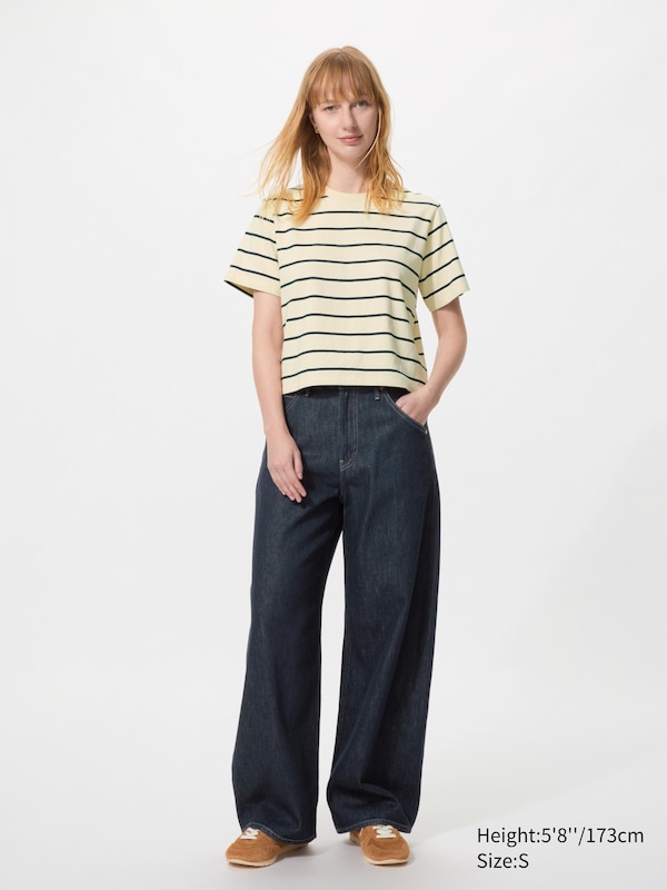 Washed Cotton Boxy T-Shirt | Striped