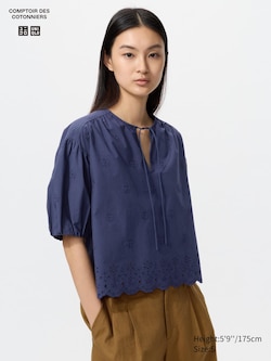 Embroidery Half Sleeve Blouse