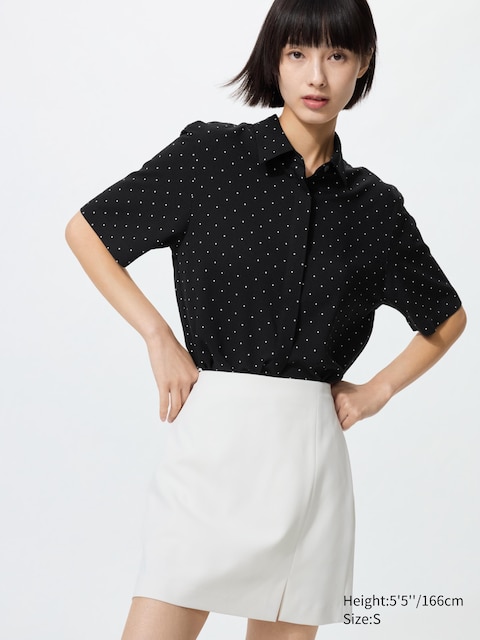 Uniqlo Rayon Short Sleeve Blouse | Dot