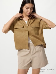 Premium Linen Skipper Boxy Shirt | Short Sleeve