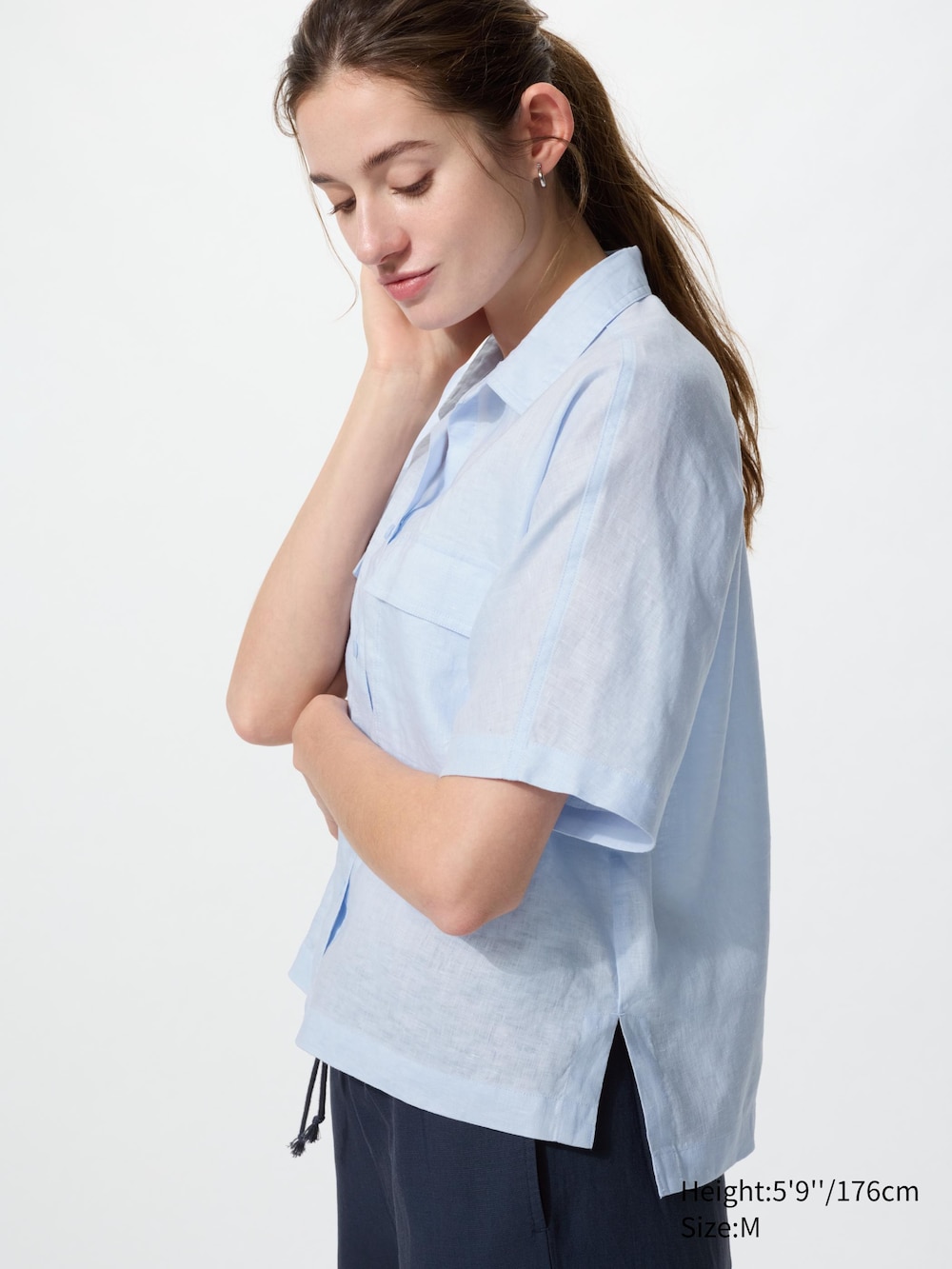 Uniqlo Premium Linen Skipper Boxy Shirt | Short Sleeve — фото 3