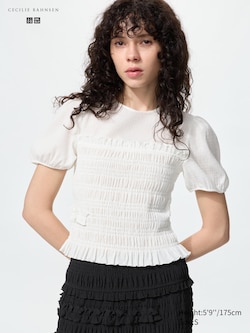 Shirring Volume Sleeve T-Shirt