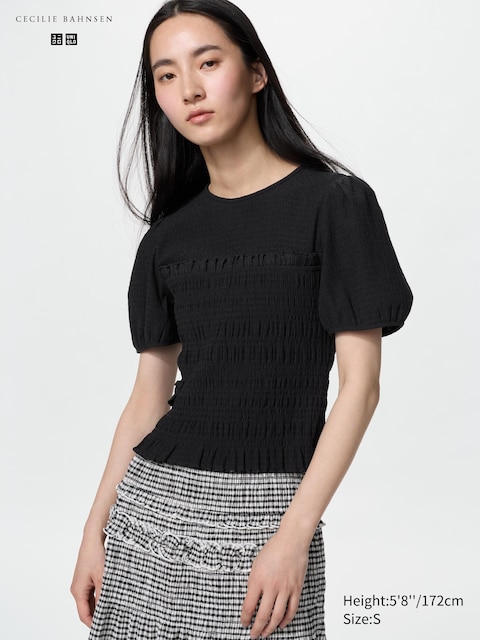 Uniqlo Shirring Volume Sleeve T-Shirt