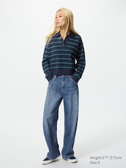Smooth Cotton Polo Sweater | Striped