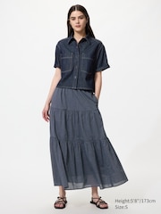 Tiered Maxi Skirt | Stripe