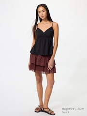 Shirring Volume Frill Mini Skirt
