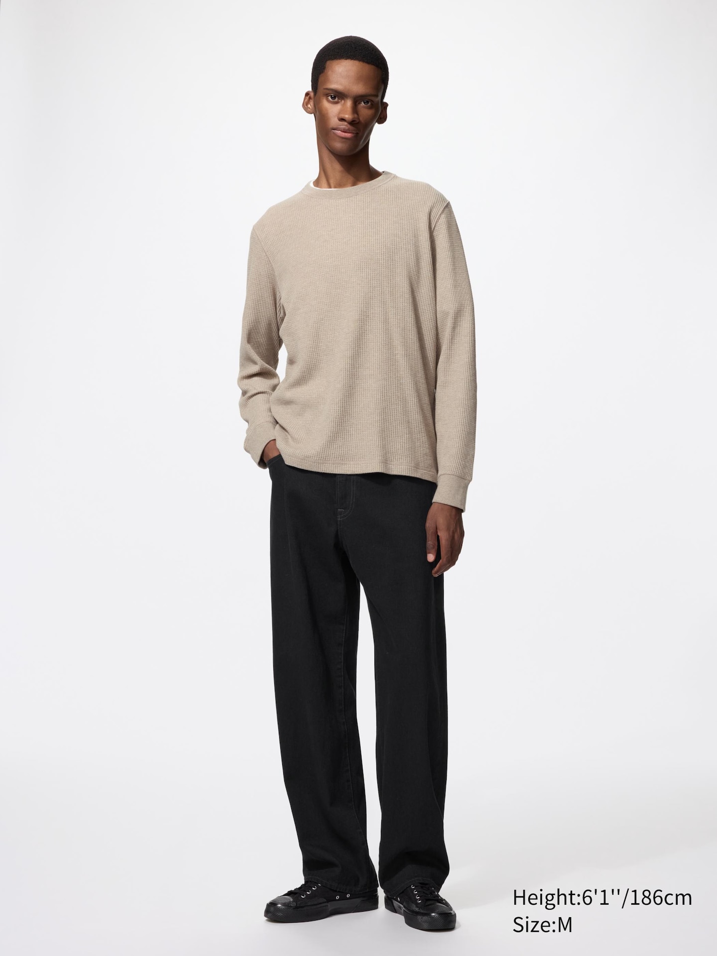 Футболка Uniqlo из вафельного трикотажа, цвет: Бежевый — фото 2