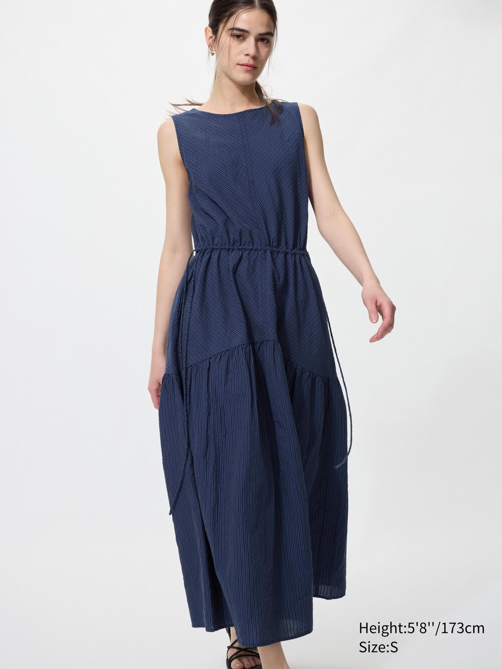 Linen Blend Tiered Dress | Stripe
