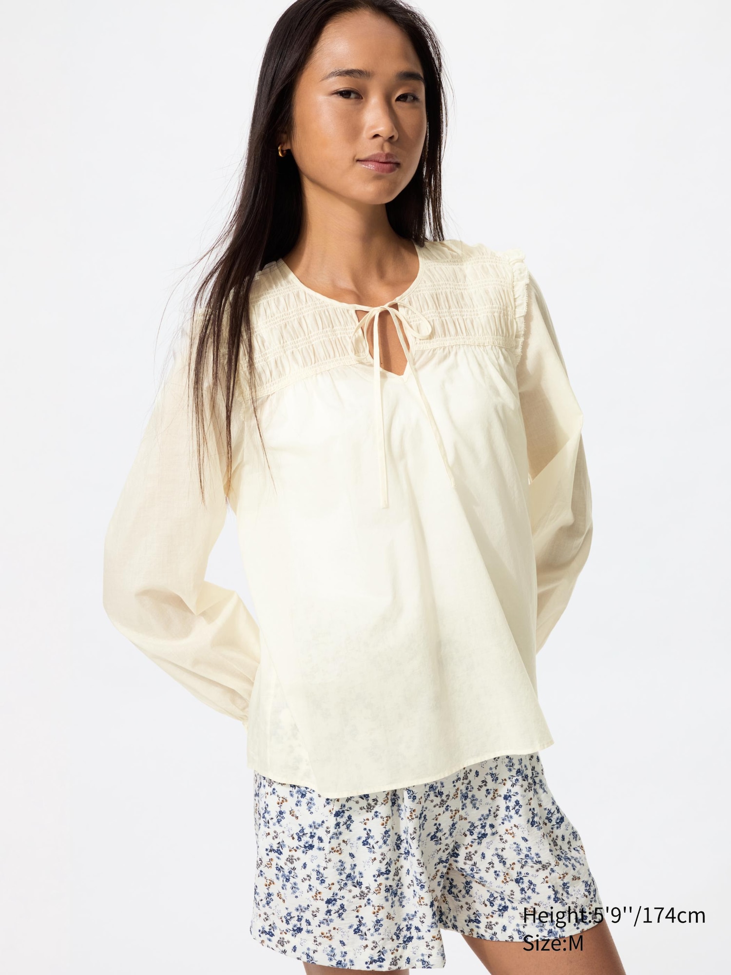 パフスリーブ ブラウス Women's Light Cotton Shirring Blouse | UNIQLO US