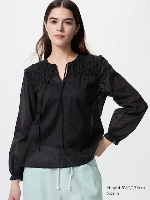 Uniqlo Light Cotton Shirring Blouse