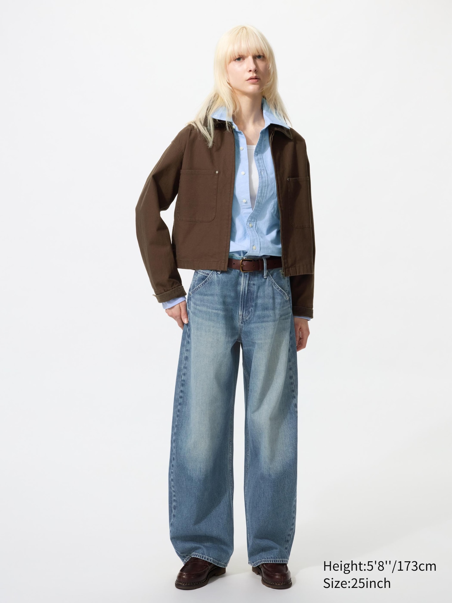 Джинсы-бочки Uniqlo Baggy Barrel, высокий рост, цвет: Синий — фото 1