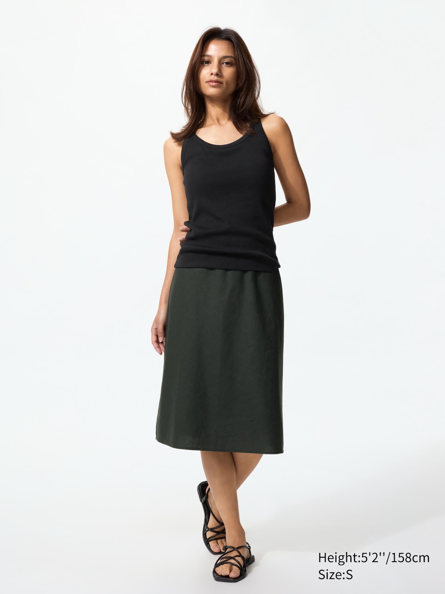 Linen Blend Midi Skirt | Short - thumbnail 7