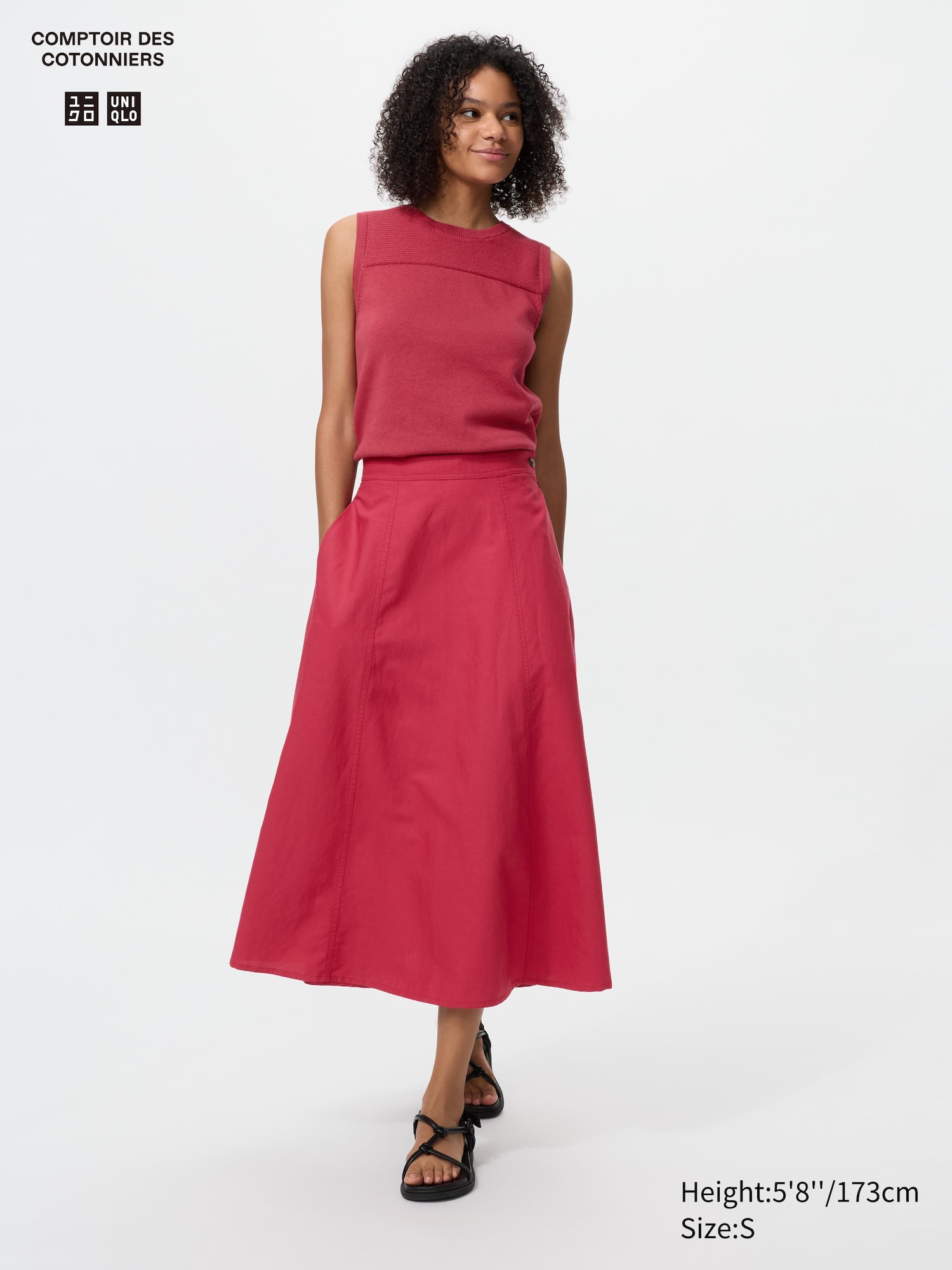 Linen Blend Flare Skirt