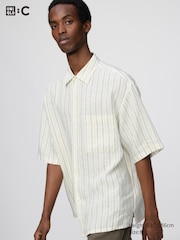 Premium Linen Oversized Shirt | Short Sleeve | Striped