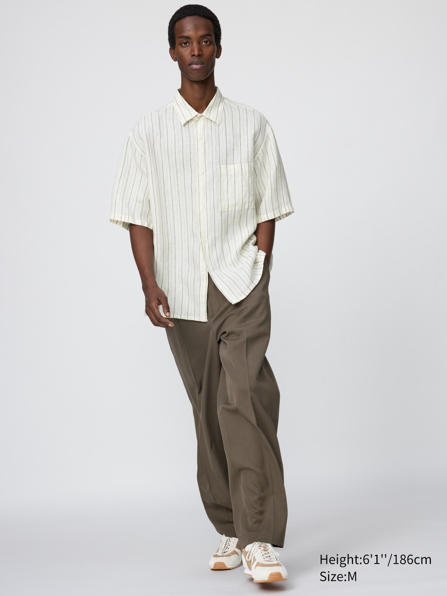 Men's Premium Linen Oversized Shirt | Short Sleeve | Striped