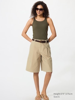 Jersey Pleated Long Shorts