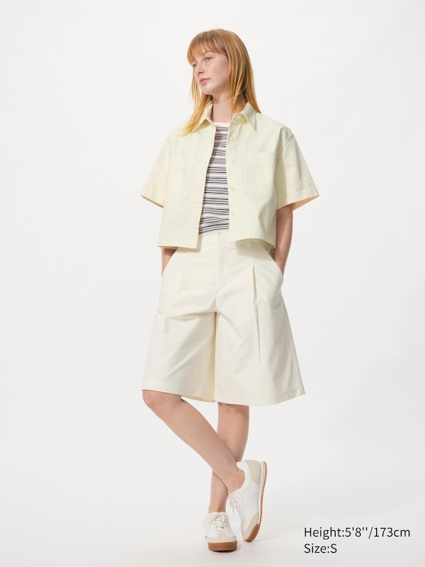 Jersey Pleated Half Shorts