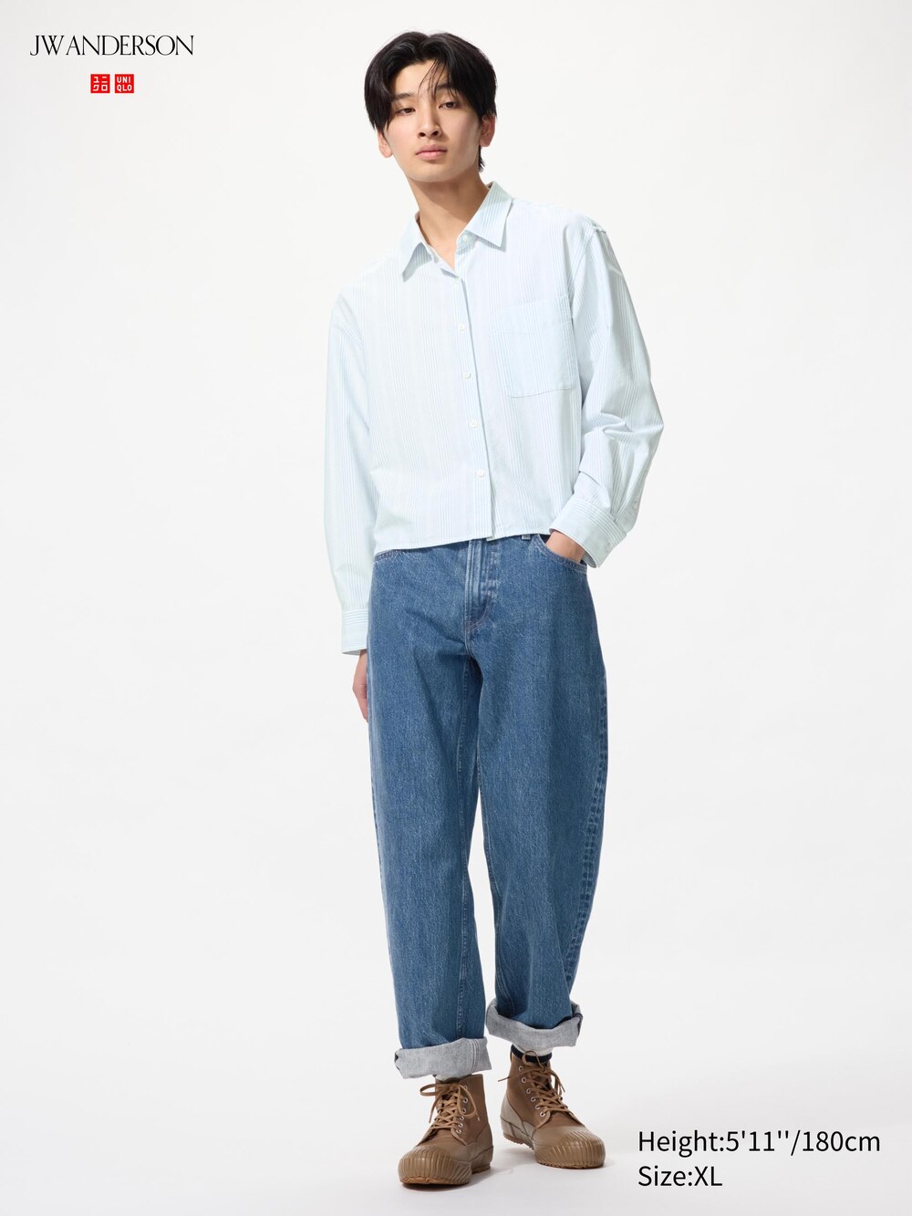 Uniqlo Oxford Boxy Cropped Shirt | Striped — фото 2
