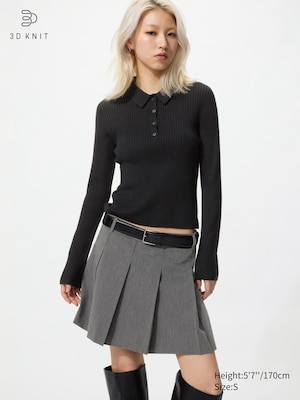 3D Knit Merino Blend Polo Sweater