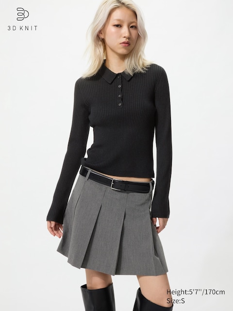 Женские свитеры Uniqlo 3D Knit Merino Blend Polo Sweater