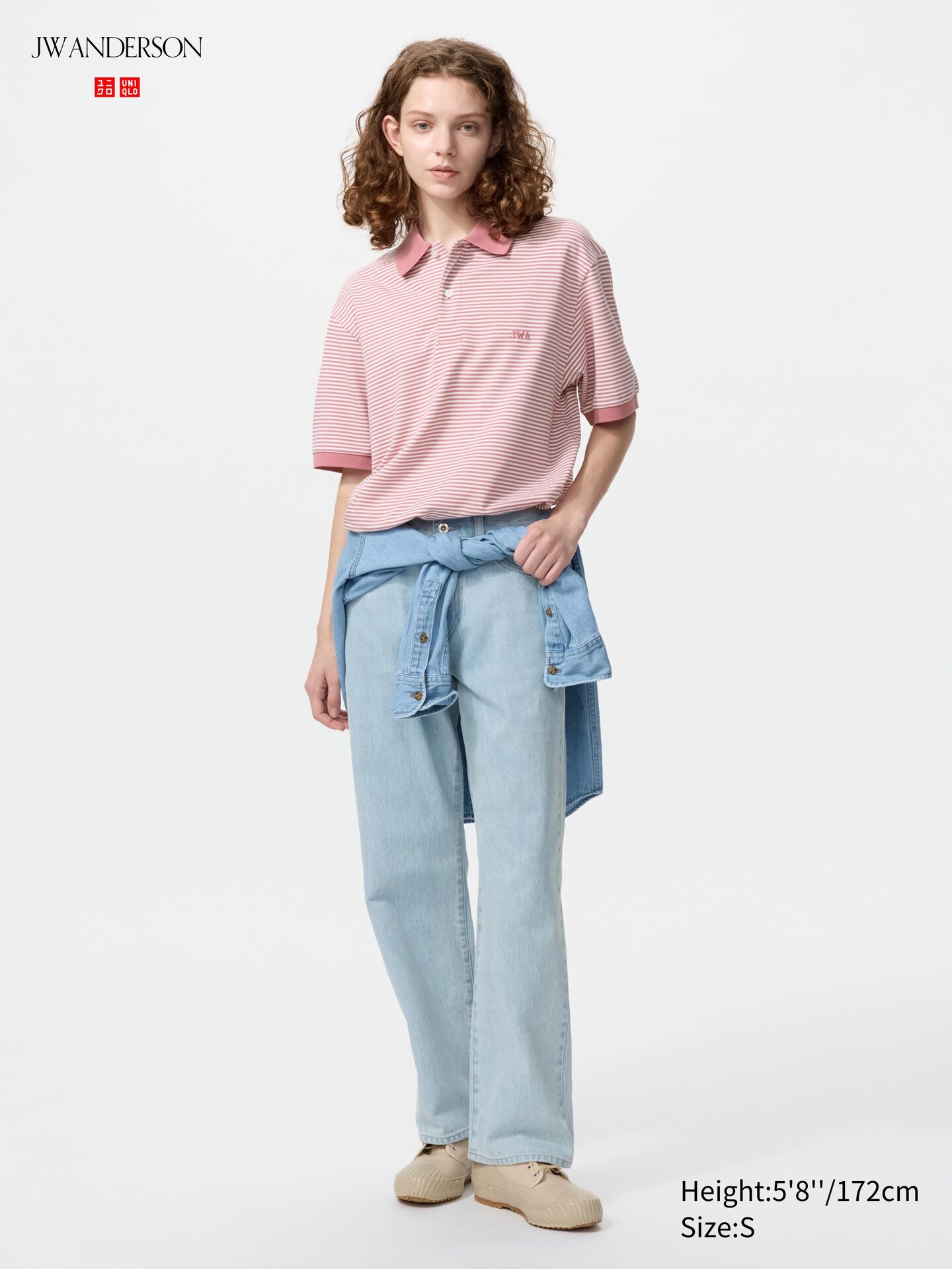 Рубашка-поло Uniqlo Dry из пике в узкую полоску, цвет: Бежевый — фото 4
