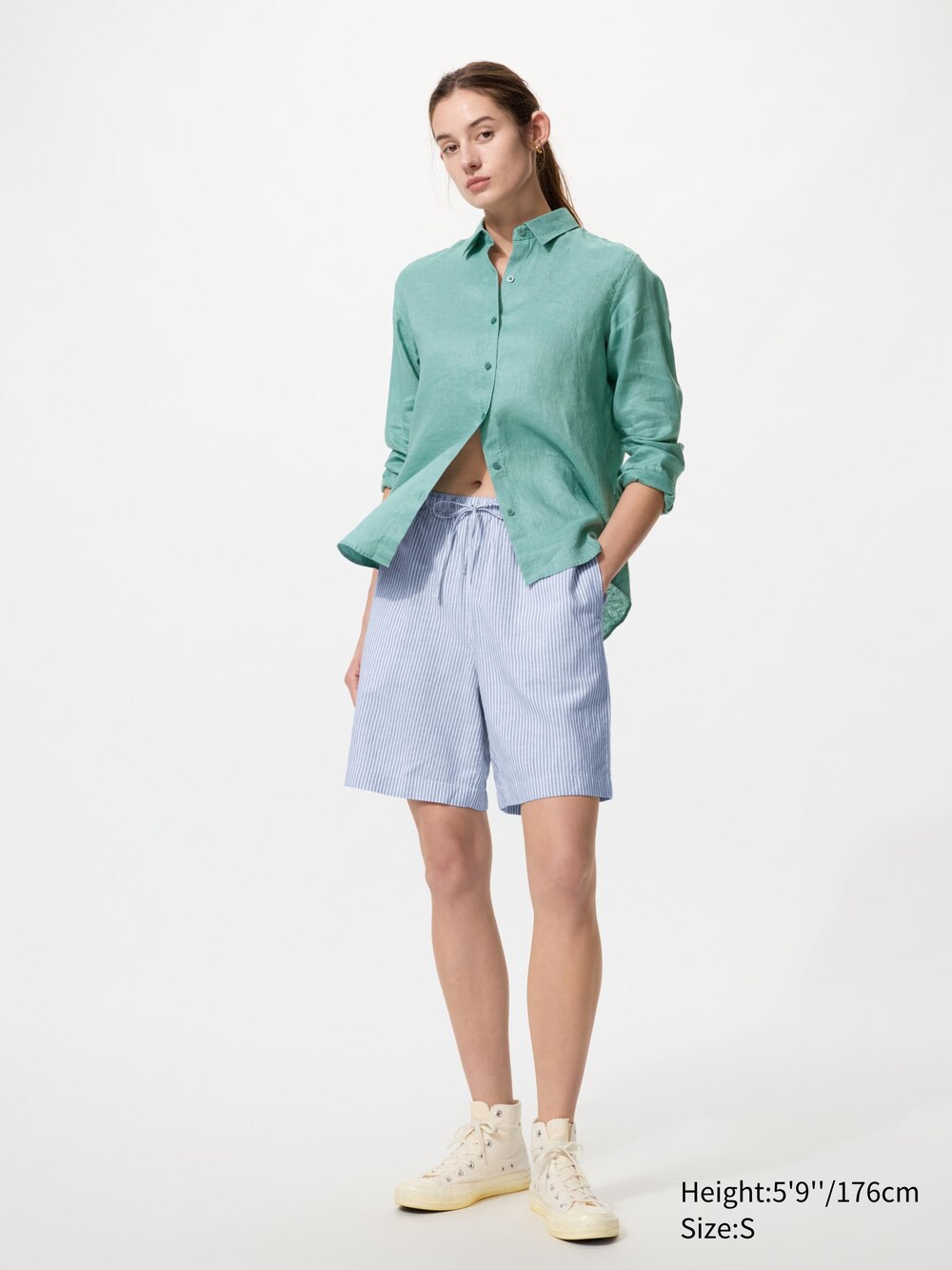 Uniqlo Linen Blend Easy Shorts | Stripe — фото 2