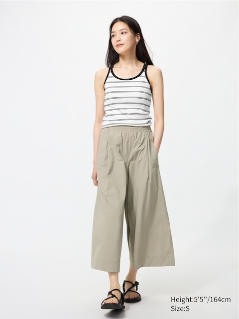 Нейлоновые брюки-кюлоты Uniqlo бежевого цвета