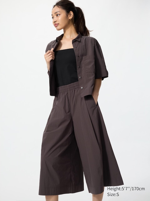 Нейлоновые брюки-кюлоты Uniqlo темно-коричневого цвета