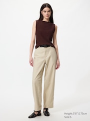 Shirring Boat Neck Sleeveless T-Shirt