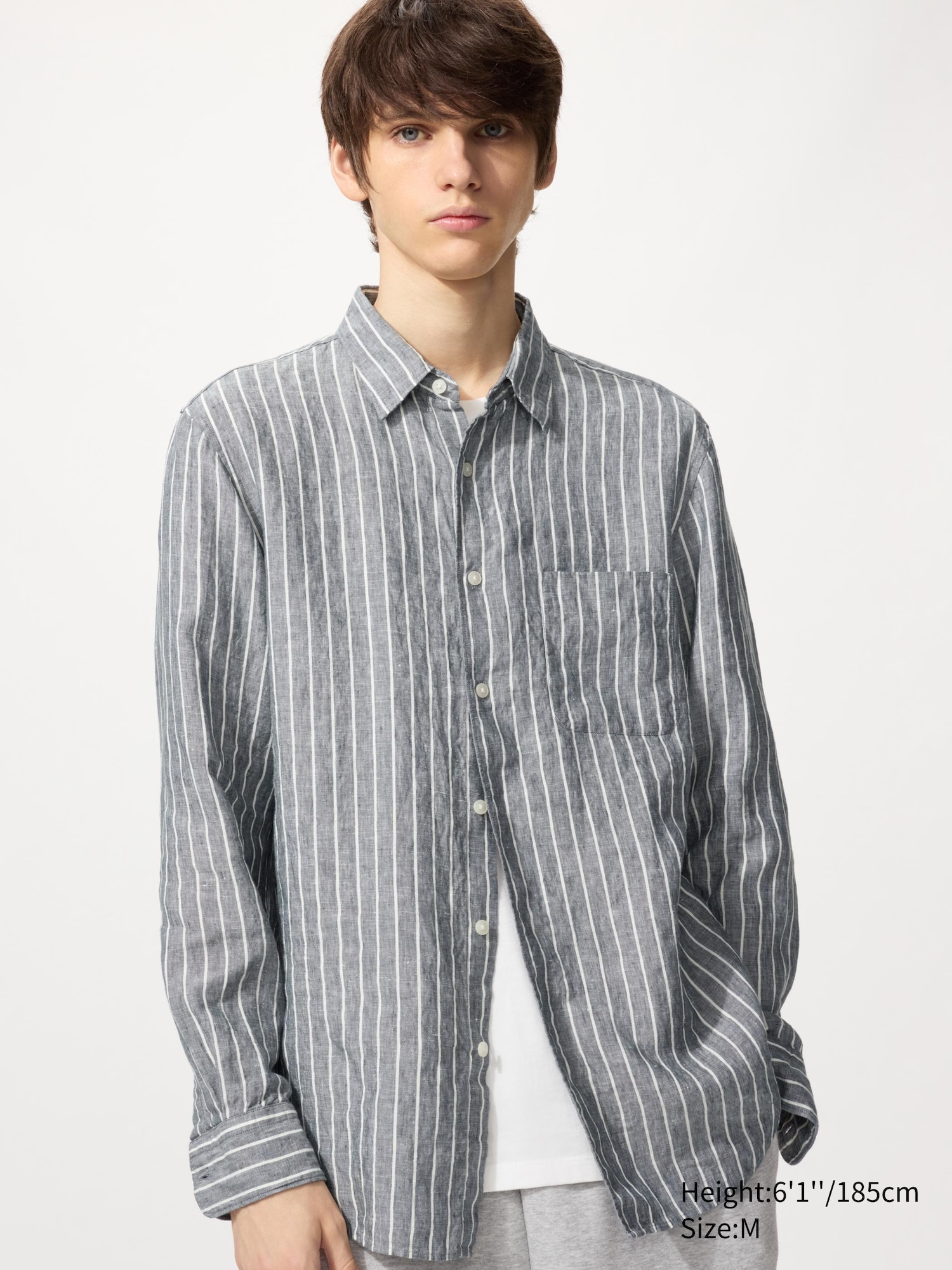Cotton Linen Open Collar Shirt | Short Sleeve | Striped | UNIQLO US