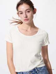 Pointelle Round Neck Mini T-Shirt
