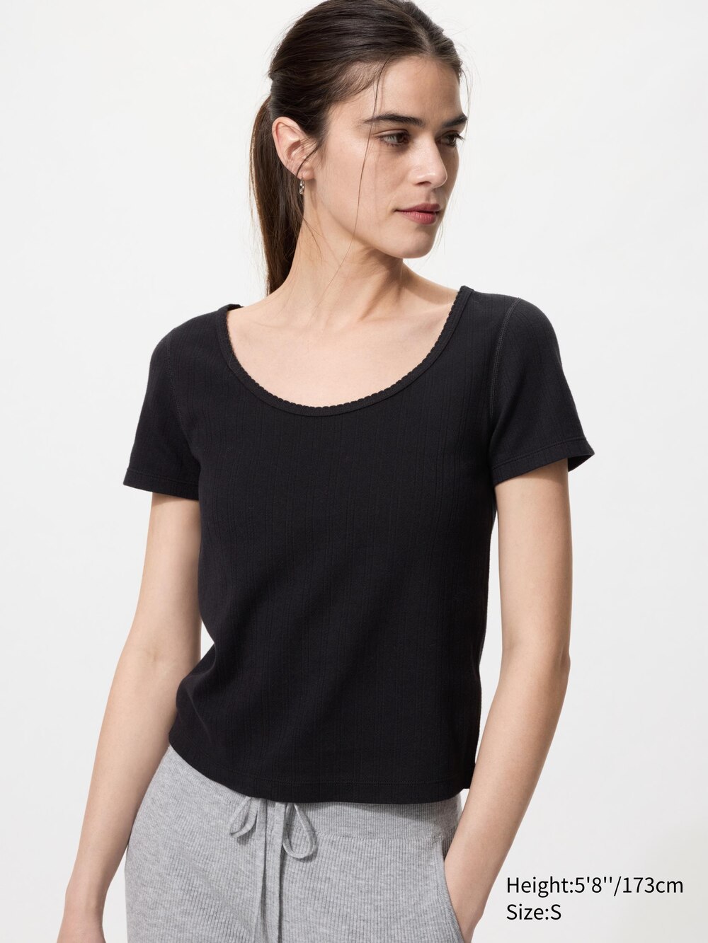 Uniqlo Pointelle Round Neck Mini T-Shirt