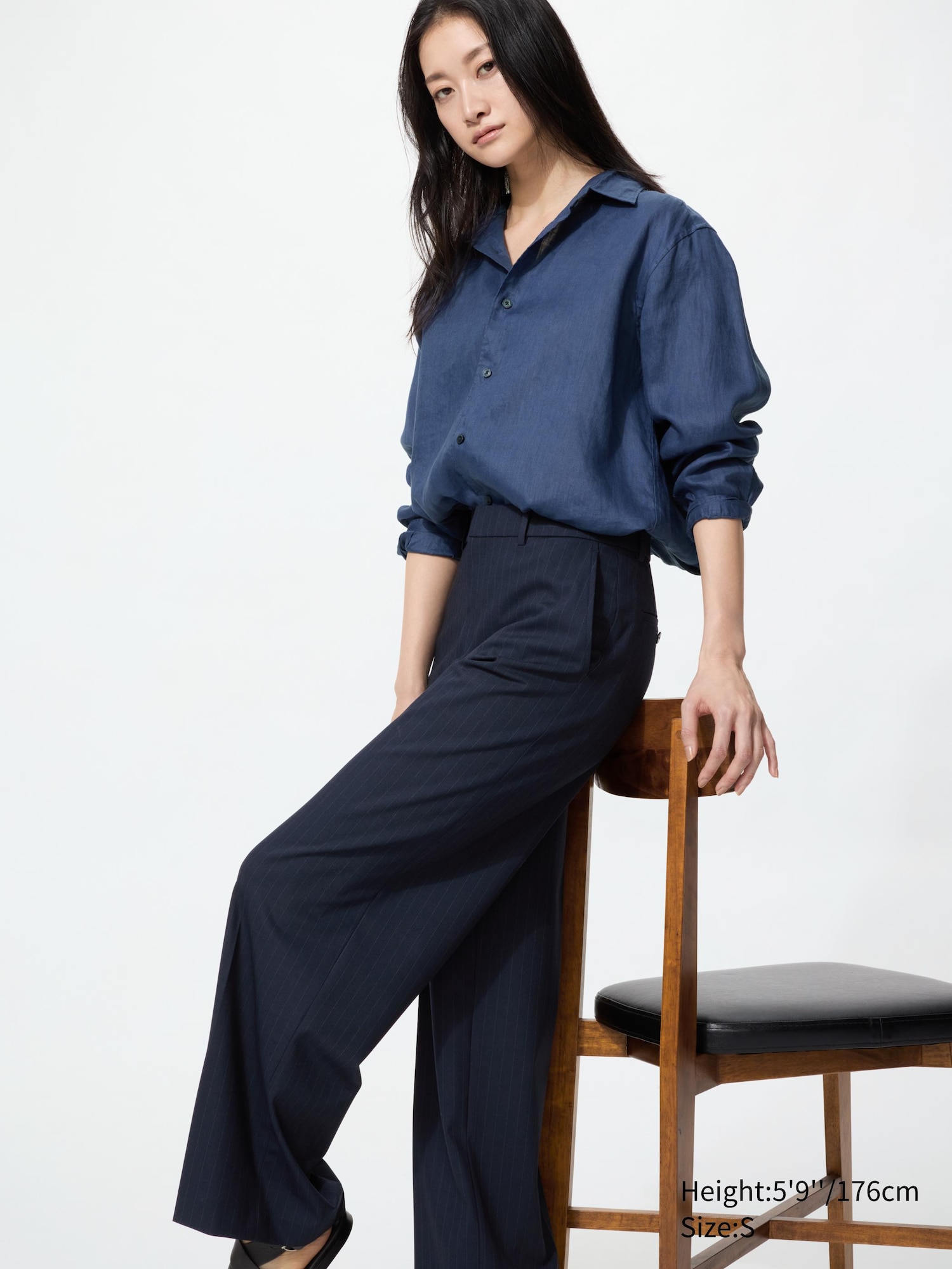 Women's Smart Wide Pants | Striped | Tall | UNIQLO US