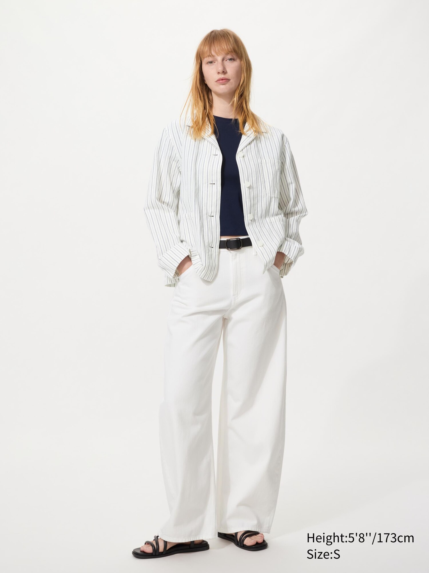 Women's Linen Blend Coverall | Striped | UNIQLO US