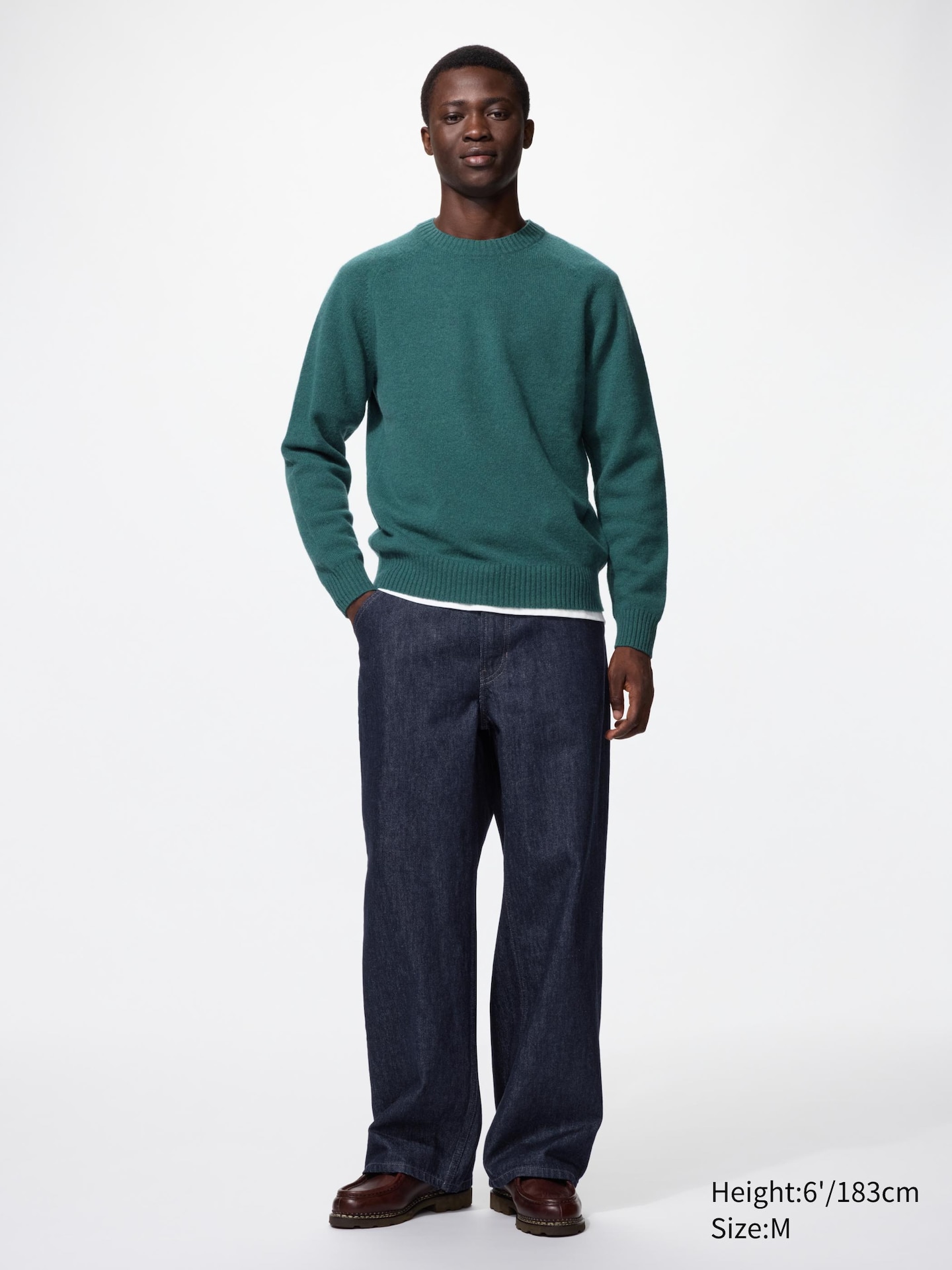 Мужской свитер Uniqlo Lambswool, цвет: Синий — фото 2