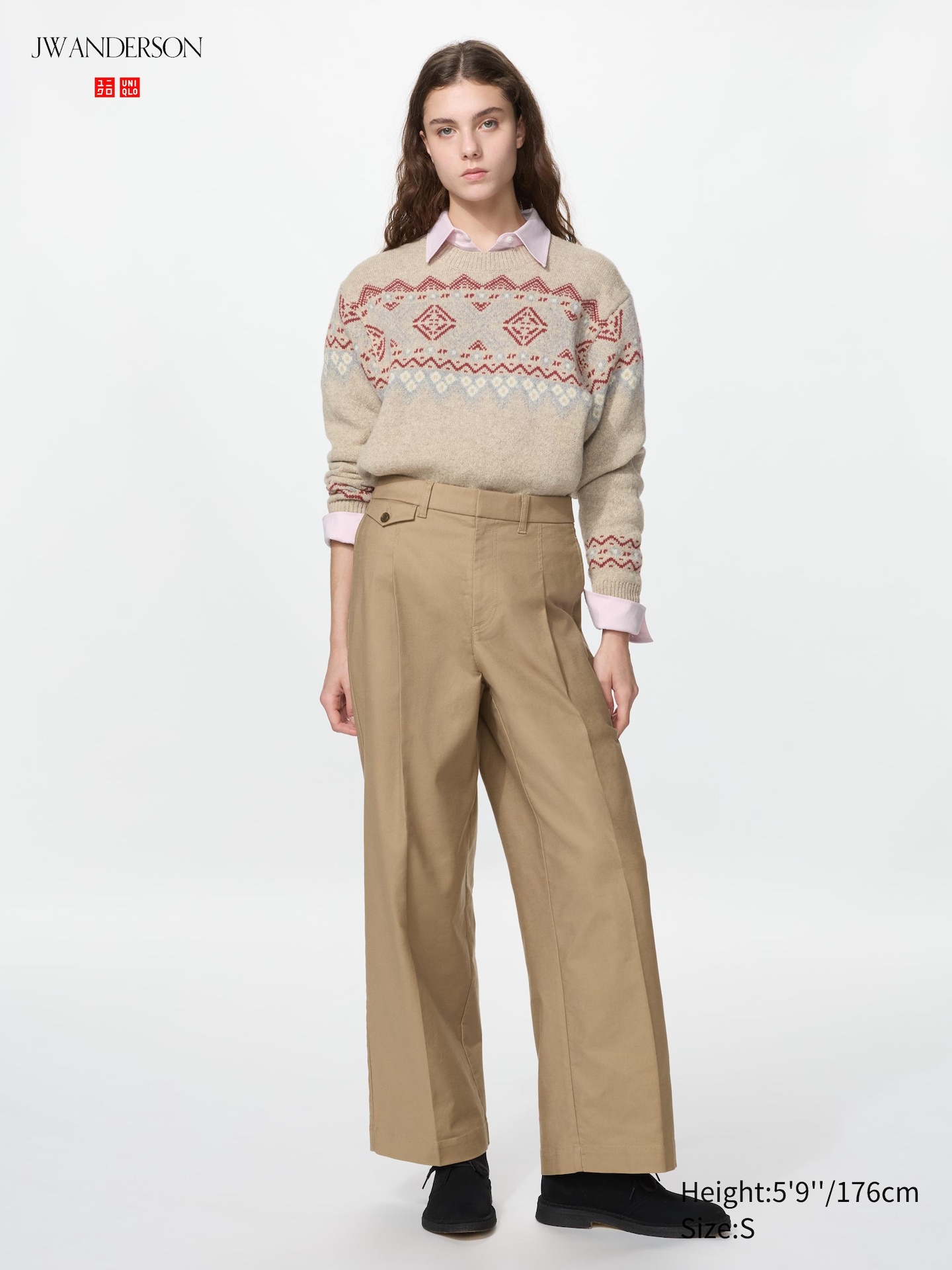 Свитер Uniqlo Lambswool Fair Isle, цвет: Бежевый — фото 4